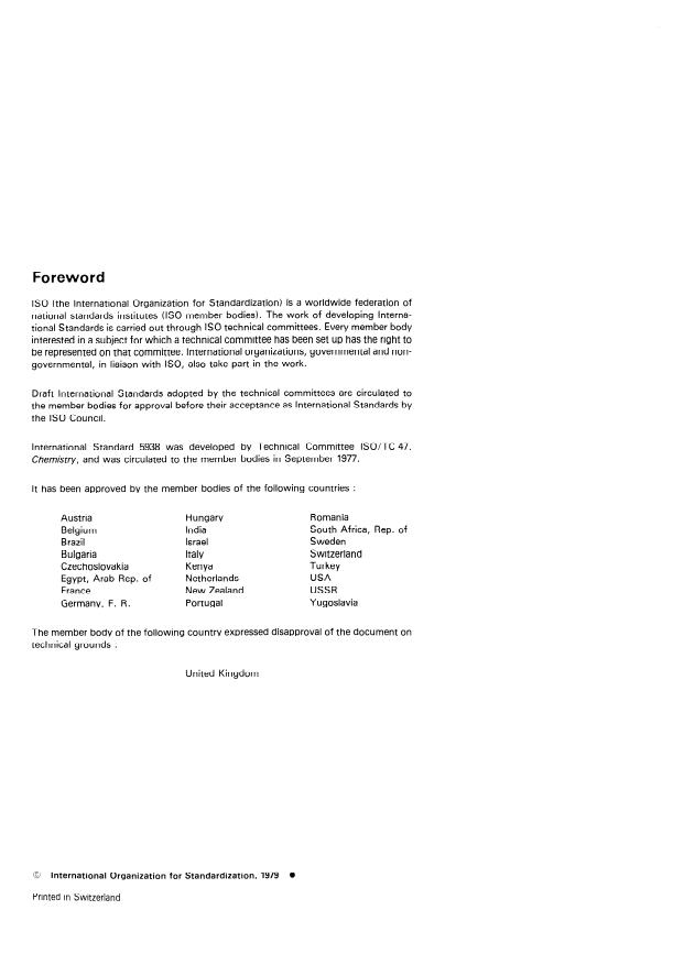 ISO 5938:1979 ISO 5938:1979 - Cryolite, natural and artificial, and aluminium fluoride for industrial use -- Determination of sulphur content -- X-ray fluorescence spectrometric method - Page 2 preview