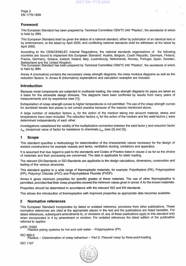 EN 1778:1999 EN 1778:2000 - Page 4 preview