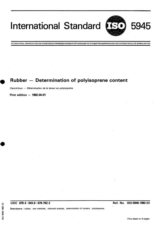 ISO 5945:1982 - Rubber -- Determination of polyisoprene content