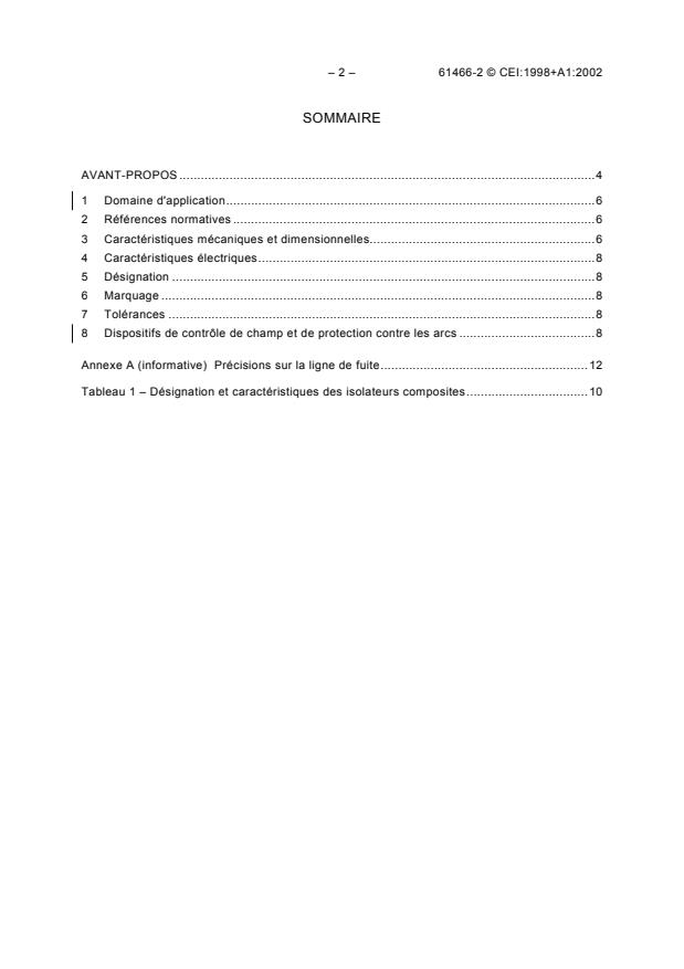 IEC 61466-2:1998+AMD1:2002 CSV IEC 61466-2:1998+AMD1:2002 CSV - Composite string insulator units for overhead lines with a nominal voltage greater than 1 000 V - Part 2: Dimensional and electrical characteristics - Page 4 preview