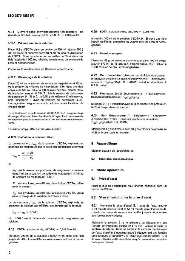 SIST ISO 5975:2001 ISO 5975:1983 - Minerais de chrome -- Dosage du calcium et du magnésium -- Méthode titrimétrique a l'EDTA - Page 4 preview