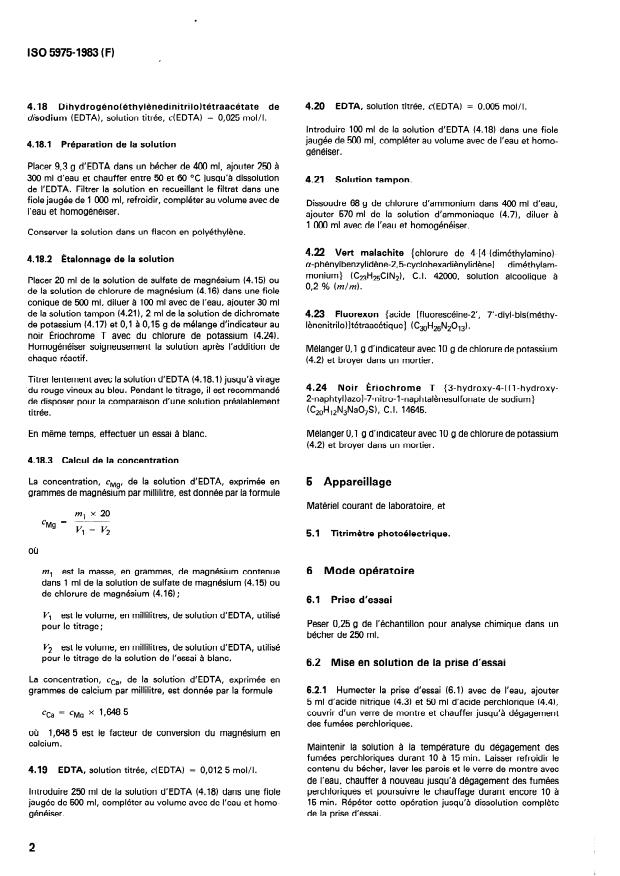 SIST ISO 5975:2001 ISO 5975:1983 - Minerais de chrome -- Dosage du calcium et du magnésium -- Méthode titrimétrique a l'EDTA - Page 4 preview