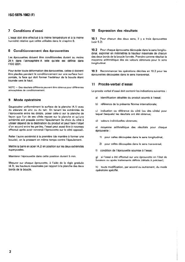 ISO 5979:1982 ISO 5979:1982 - Supports textiles revetus de caoutchouc ou de plastique -- Détermination de la souplesse -- Méthode de la boucle plate - Page 4 preview