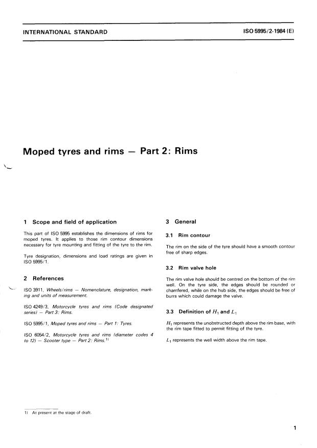 ISO 5995-2:1984 - Moped tyres and rims