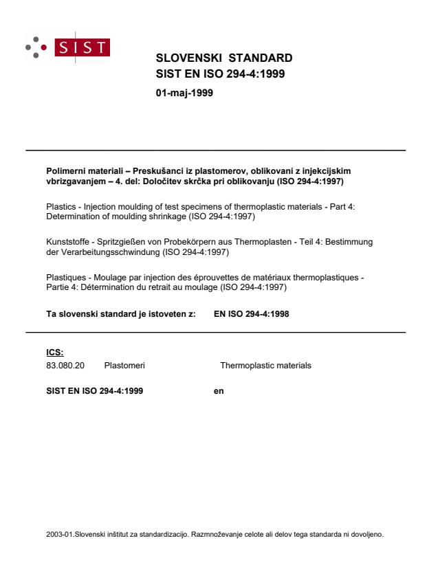 EN ISO 294-4:1999
