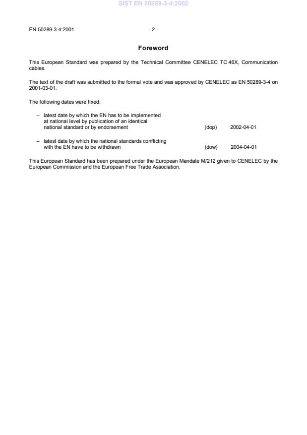 SIST EN 50289-3-4:2002 SIST EN 50289-3-4:2002 - Page 4 preview