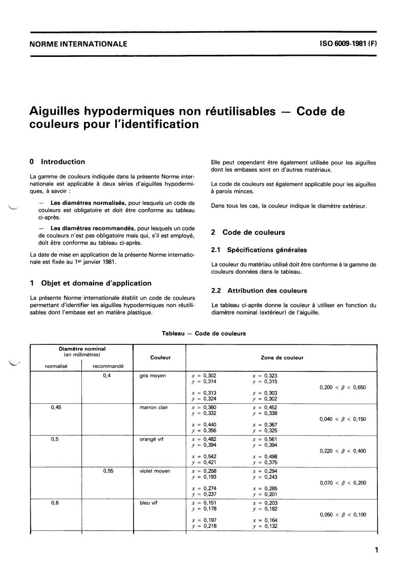 ISO 6009:1981 - Hypodermic needles for single use — Colour coding for identification
Released:4/1/1981