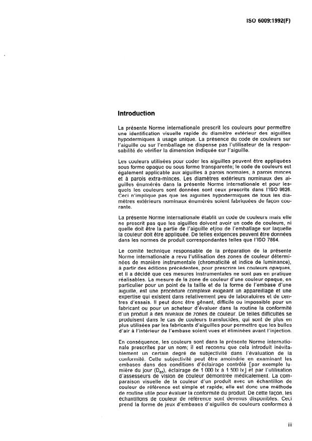 ISO 6009:1992 - Aiguilles hypodermiques non réutilisables -- Code de couleurs pour l'identification