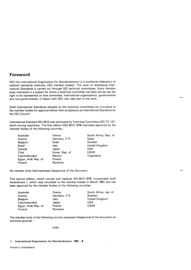 ISO 6012:1982 ISO 6012:1982 - Earth-moving machinery -- Service instrumentation - Page 2 preview