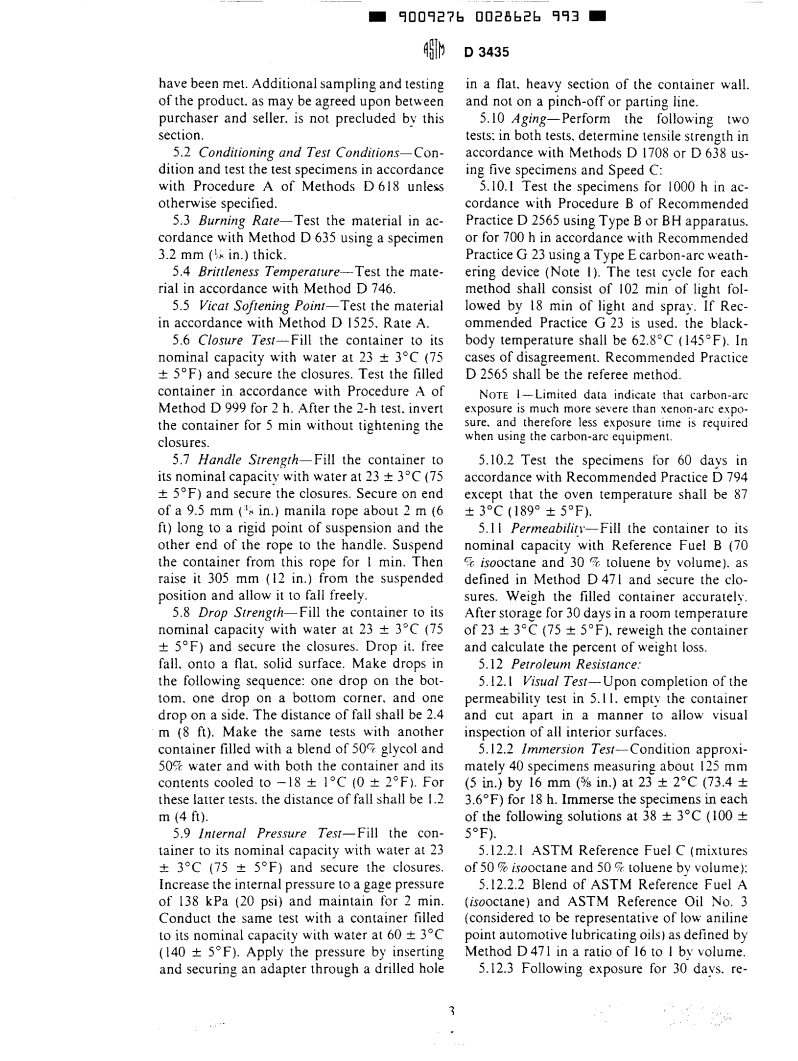 ASTM D3435-80 - Specification for Plastic Containers (Jerry Cans) for Petroleum Products (Withdrawn 1987)