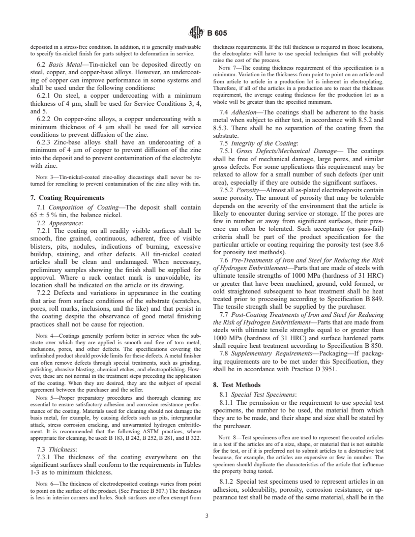 ASTM B605-95a(1999) - Standard Specification for Electrodeposited Coatings of Tin-Nickel Alloy