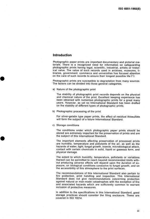 ISO 6051:1992 - Photography -- Processed photographic paper prints -- Storage practices