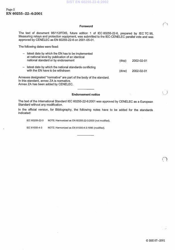 EN 60255-22-6:2001 EN 60255-22-6:2002 - Page 4 preview