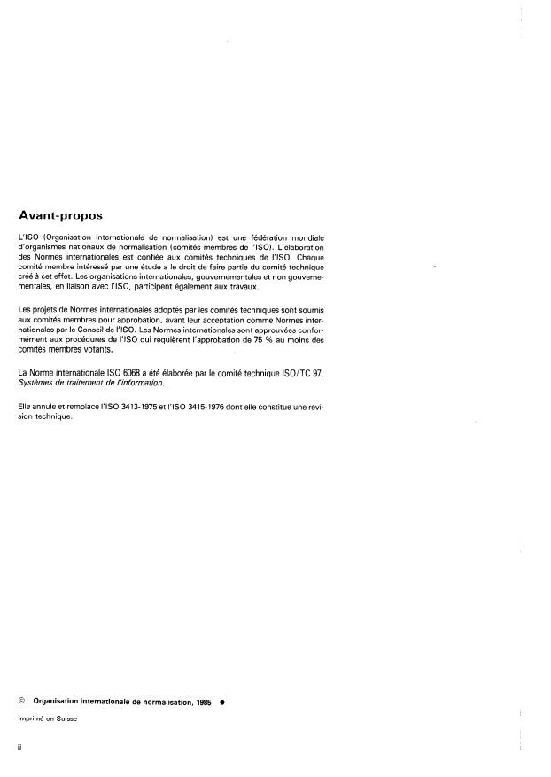 ISO 6068:1985 ISO 6068:1985 - Traitement de l'information -- Caractéristiques d'enregistrement de la bande magnétique de mesure (y compris les systemes de télémesure) -- Spécifications d'échanges - Page 2 preview