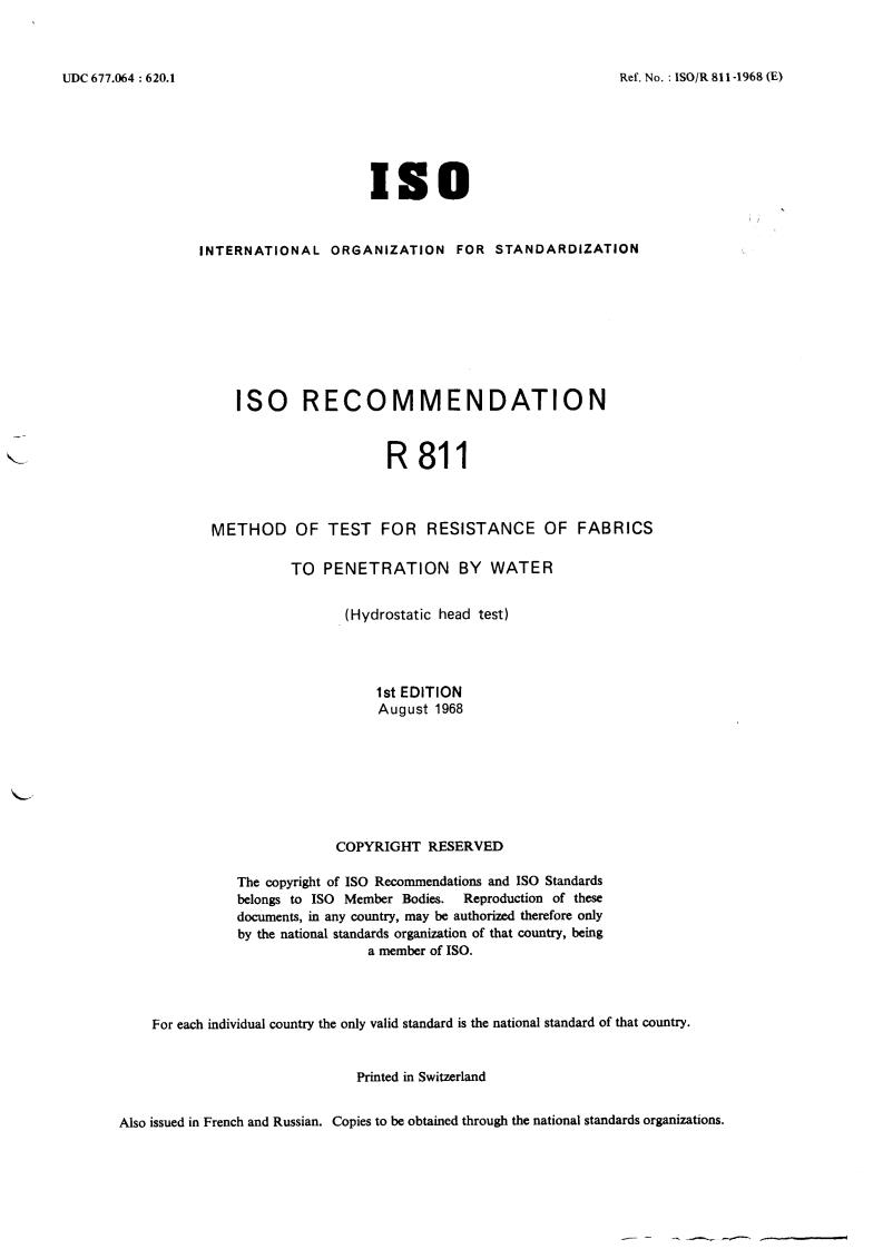 ISO/R 811:1968 - Title missing - Legacy paper document
Released:1/1/1968