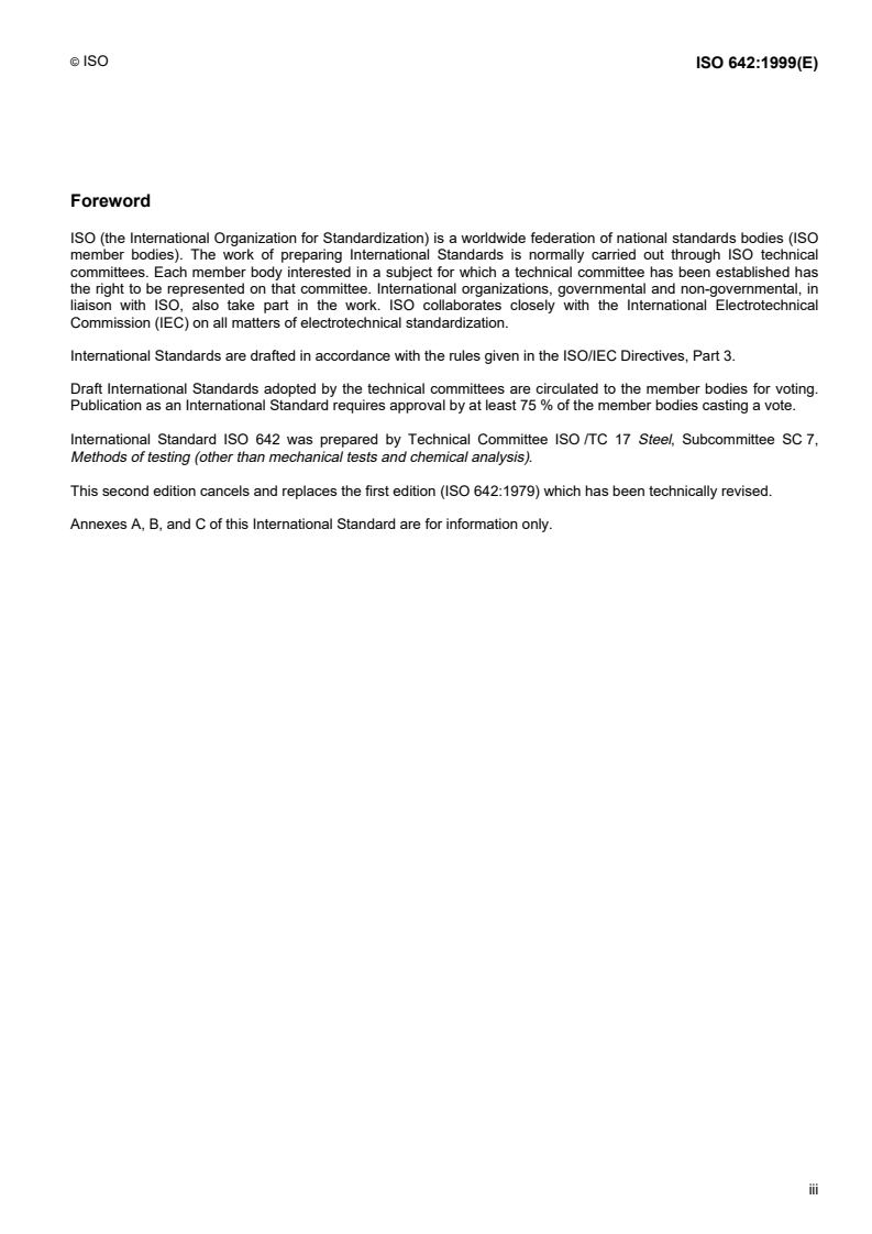 ISO 642:1999 - Steel — Hardenability test by end quenching (Jominy test)
Released:9/9/1999