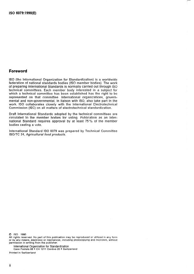 ISO 6079:1990 ISO 6079:1990 - Instant tea in solid form -- Specification - Page 2 preview