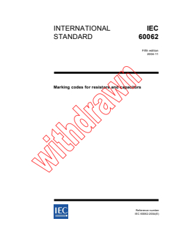 IEC 60062:2004 IEC 60062:2004 - Marking codes for resistors and capacitors
Released:11/8/2004
Isbn:2831877024 - Page 1 preview