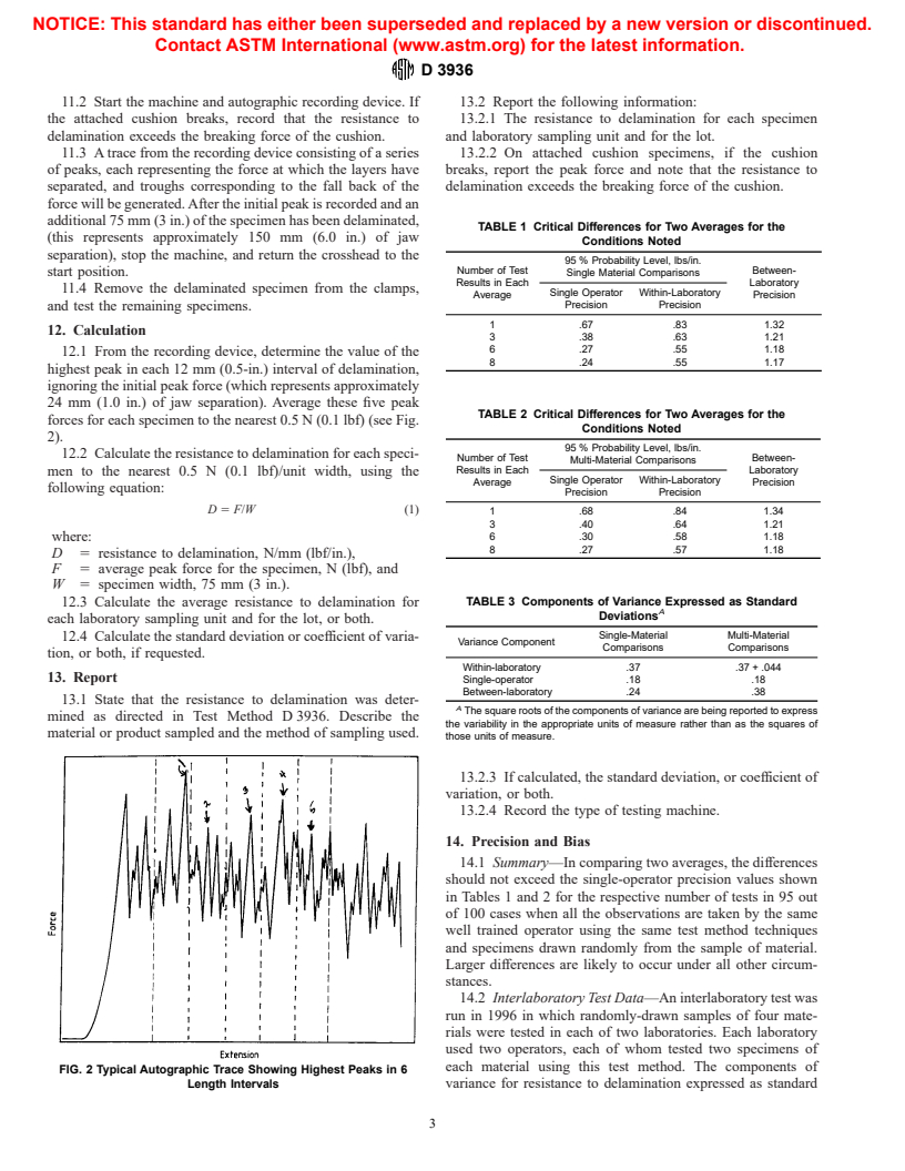 ASTM D3936-00 - Standard Test Method for Resistance to Delamination of the Secondary Backin of Pile Yarn Floor Covering