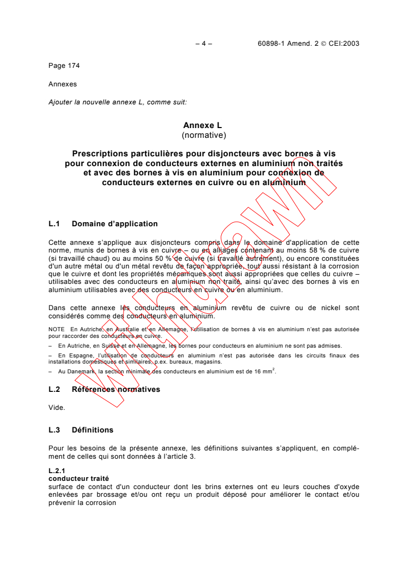 IEC 60898-1:2002/AMD2:2003 IEC 60898-1:2002/AMD2:2003 - Amendment 2 - Electrical accessories - Circuit-breakers for overcurrent protection for
household and similar installations - Part 1: Circuit-breakers for a.c. operation
Released:5/22/2003
Isbn:2831870321 - Page 4 preview