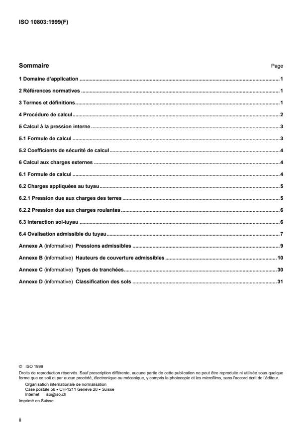ISO 10803:1999 ISO 10803:1999 - Méthode de calcul des tuyaux en fonte ductile - Page 2 preview