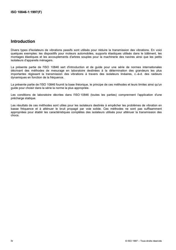 ISO 10846-1:1997 ISO 10846-1:1997 - Acoustique et vibrations -- Mesurage en laboratoire des propriétés de transfert vibro-acoustique des éléments élastiques - Page 4 preview