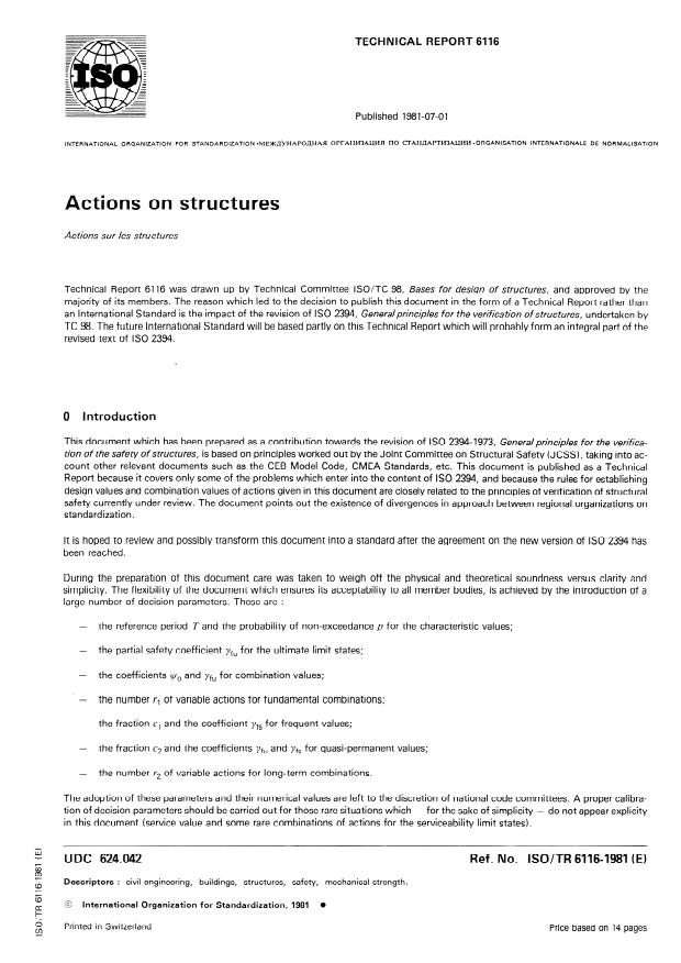ISO/TR 6116:1981 - Actions on structures