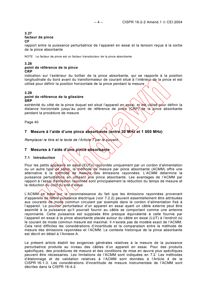 CISPR 16-2-2:2003/AMD1:2004 CISPR 16-2-2:2003/AMD1:2004 - Amendment 1 - Specification for radio disturbance and immunity measuring apparatus and methods - Part 2-2: Methods of measurement of disturbances and immunity - Measurement of disturbance power
Released:5/10/2004
Isbn:2831875048 - Page 4 preview