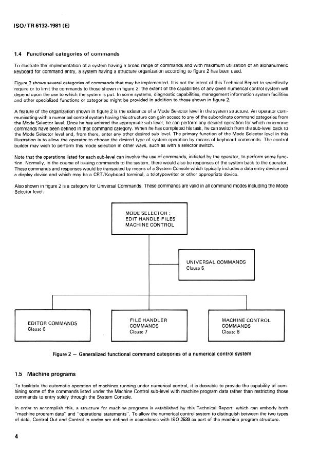 ISO/TR 6132:1981 ISO/TR 6132:1981 - Numerical control of machines -- Operational command and data format - Page 4 preview