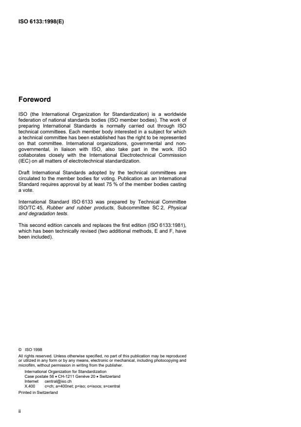 ISO 6133:1998 ISO 6133:1998 - Rubber and plastics -- Analysis of multi-peak traces obtained in determinations of tear strength and adhesion strength - Page 2 preview
