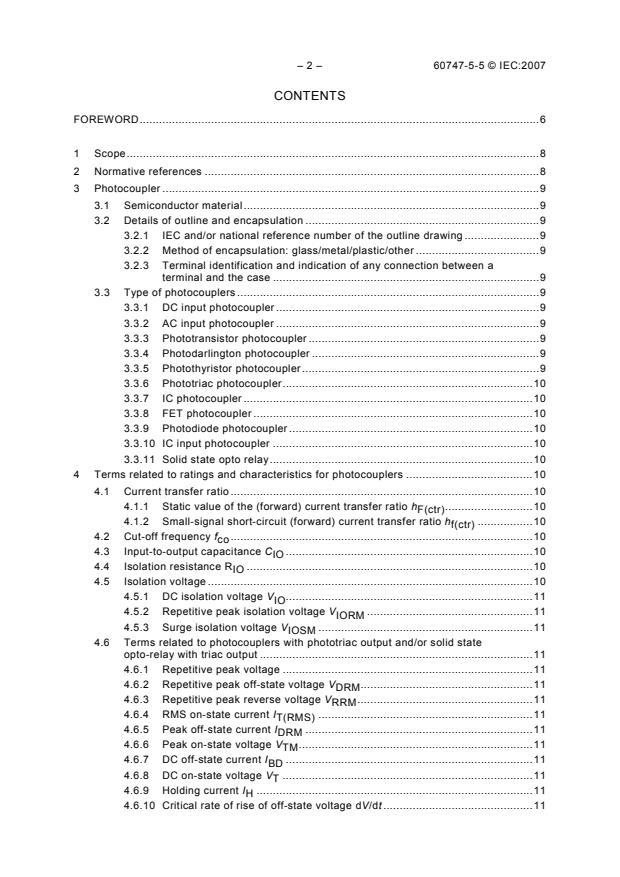 IEC 60747-5-5:2007 IEC 60747-5-5:2007 - Semiconductor devices - Discrete devices - Part 5-5: Optoelectronic devices - Photocouplers - Page 4 preview