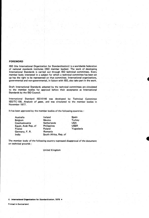 ISO 6146:1979 ISO 6146:1979 - Gas analysis -- Preparation of calibration gas mixtures -- Manometric method - Page 2 preview
