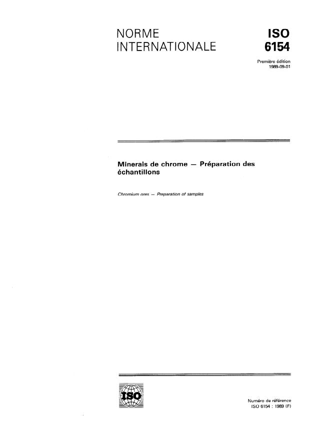 ISO 6154:1989 - Minerais de chrome -- Préparation des échantillons
