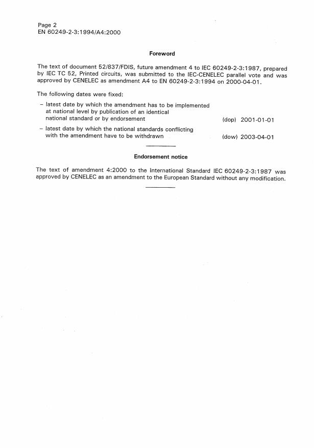 EN 60249-2-3:1994/A4:2000 EN 60249-2-3:1997/A4:2002 - Page 4 preview