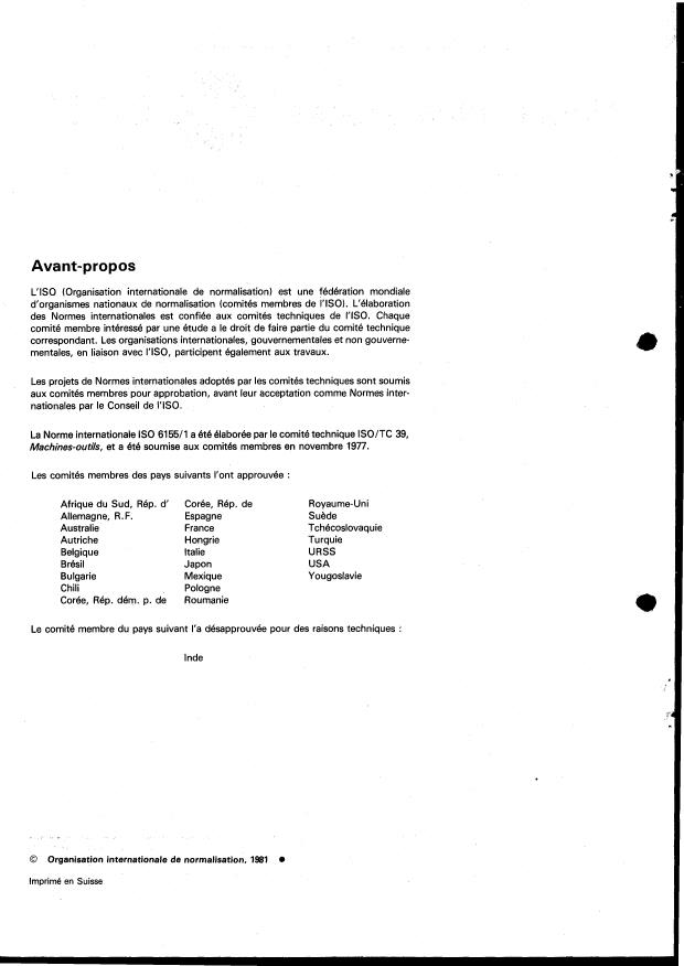 ISO 6155-1:1981 ISO 6155-1:1981 - Conditions de réception des tours semi-automatiques a tourelle révolver et a broche horizontale, et des tours automatiques monobroches -- Contrôle de la précision - Page 2 preview