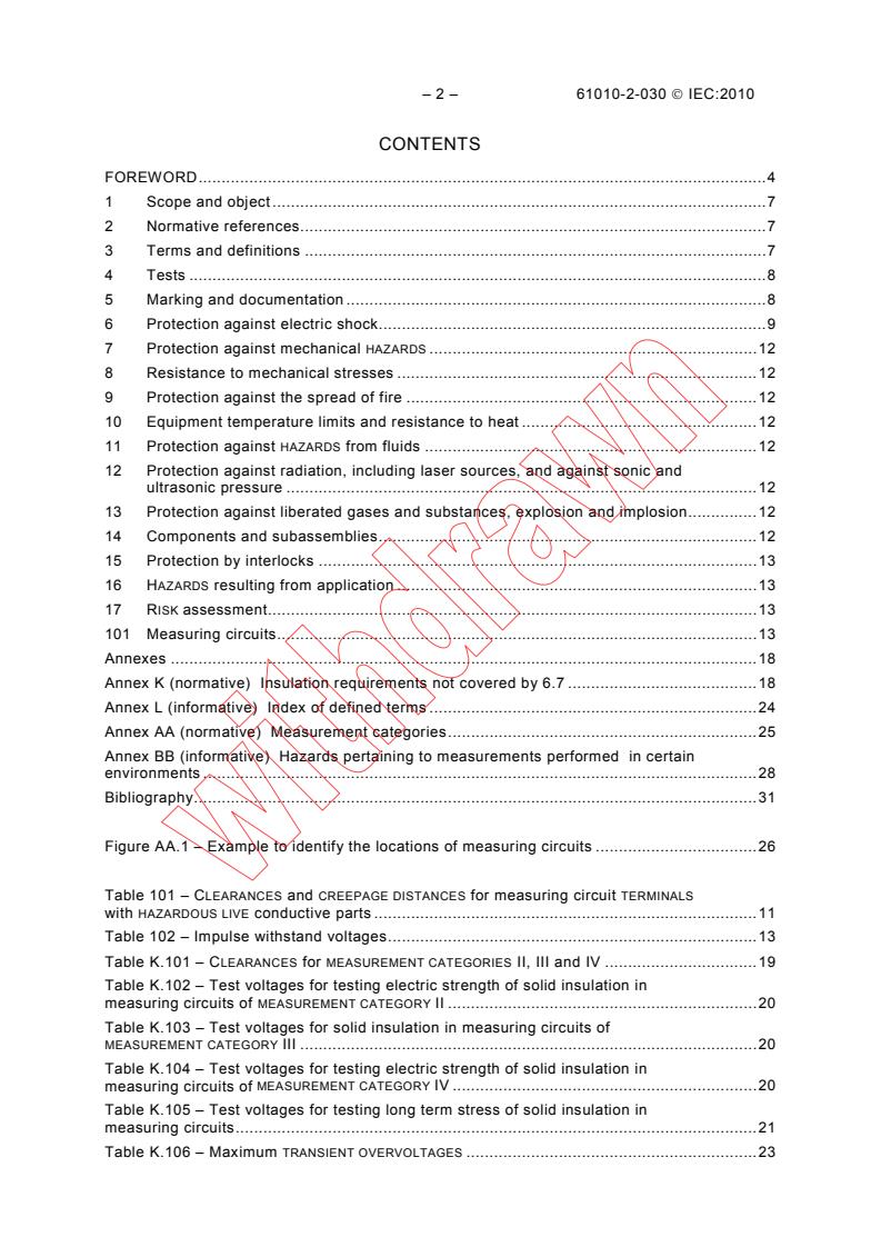 IEC 61010-2-030:2010 IEC 61010-2-030:2010 - Safety requirements for electrical equipment for measurement, control, and laboratory use - Part 2-030: Particular requirements for testing and measuring circuits
Released:6/10/2010 - Page 4 preview