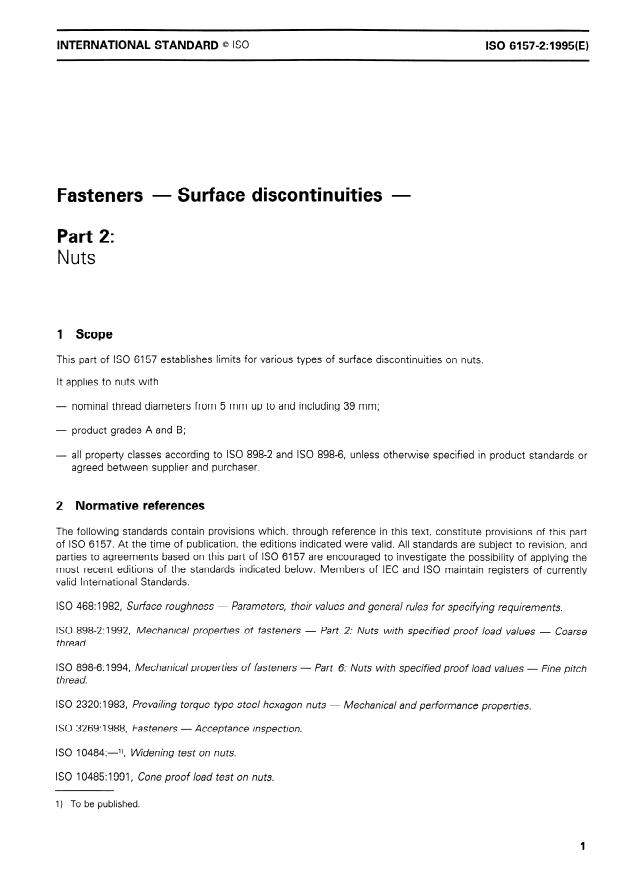 ISO 6157-2:1995 - Fasteners -- Surface discontinuities