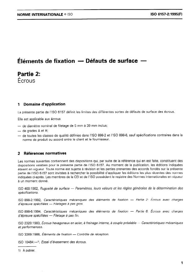 ISO 6157-2:1995 - Éléments de fixation -- Défauts de surface