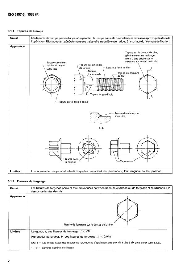 ISO 6157-3:1988 ISO 6157-3:1988 - Éléments de fixation -- Défauts de surface - Page 4 preview