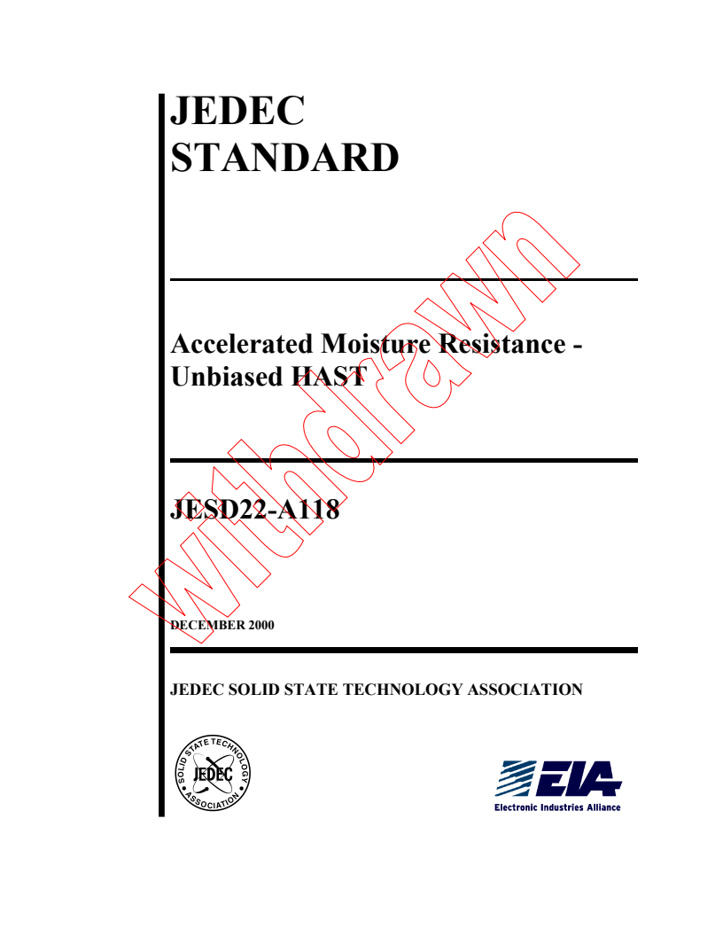 IEC PAS 62336:2002 - Accelerated Moisture Resistance - Unbiased HAST
Released:8/15/2002
Isbn:2831865271