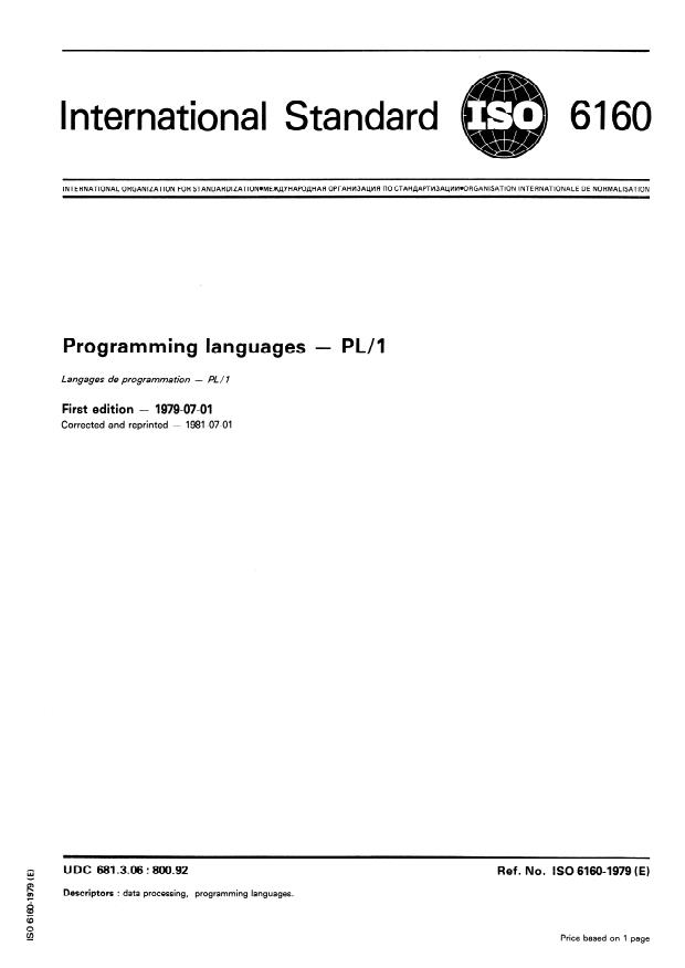 ISO 6160:1979 - Programming languages -- PL/1