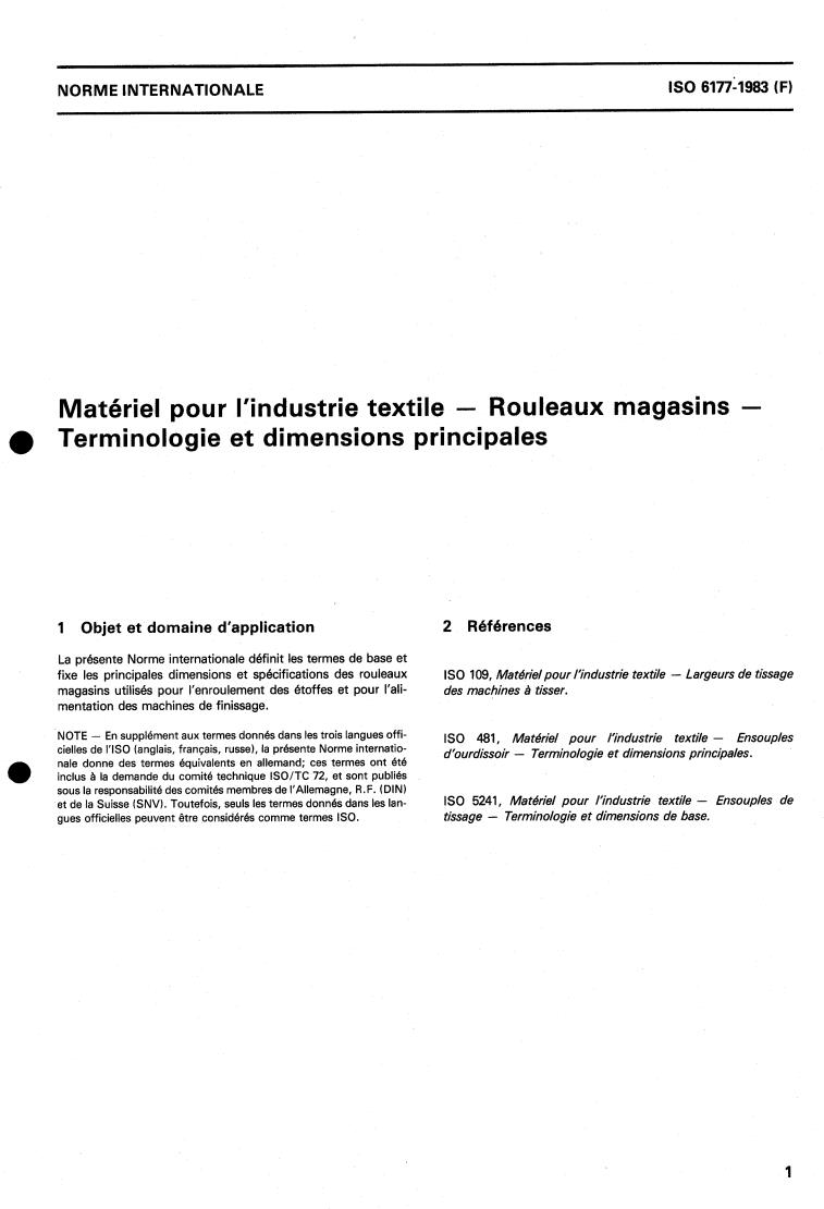 ISO 6177:1983 - Textile machinery — Cloth rollers — Terminology and main dimensions
Released:5/1/1983