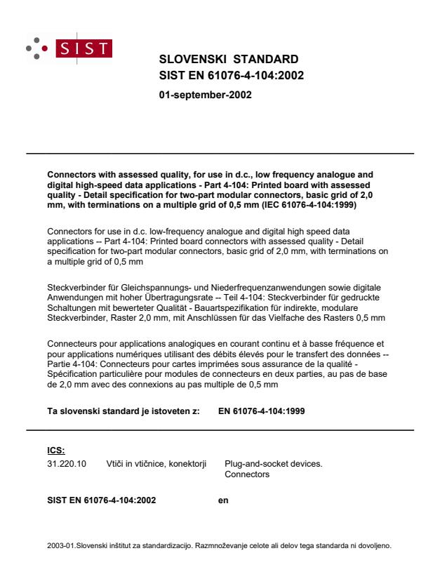 EN 61076-4-104:1999 EN 61076-4-104:2002 - Page 1 preview