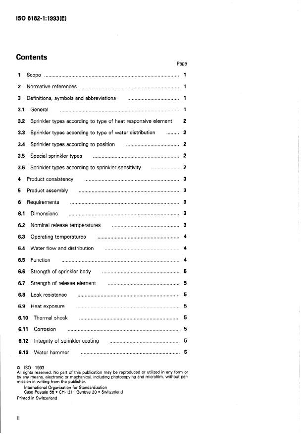 ISO 6182-1:1993 ISO 6182-1:1993 - Fire protection -- Automatic sprinkler systems - Page 2 preview