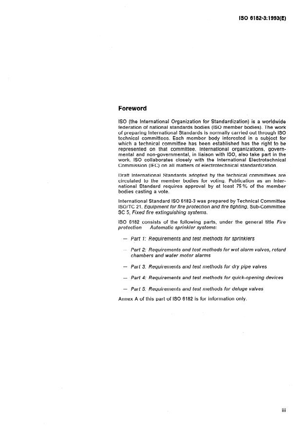 ISO 6182-3:1993 - Fire protection -- Automatic sprinkler systems