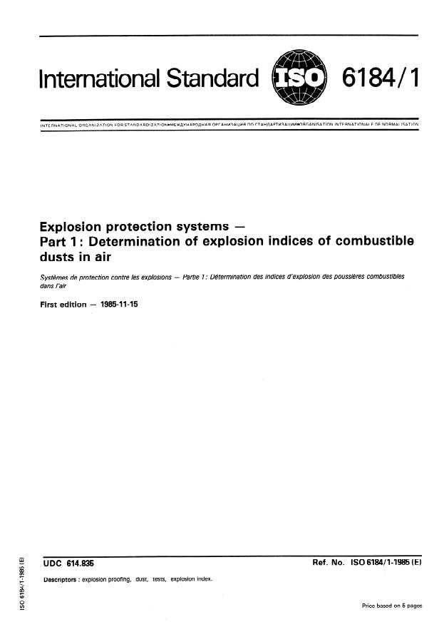 ISO 6184-1:1985 - Explosion protection systems