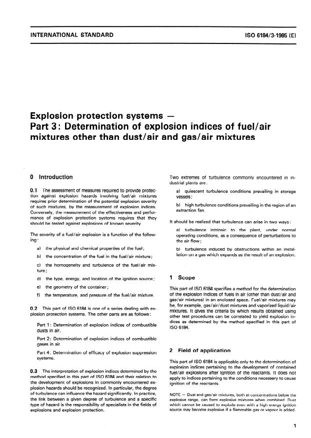 ISO 6184-3:1985 - Explosion protection systems
