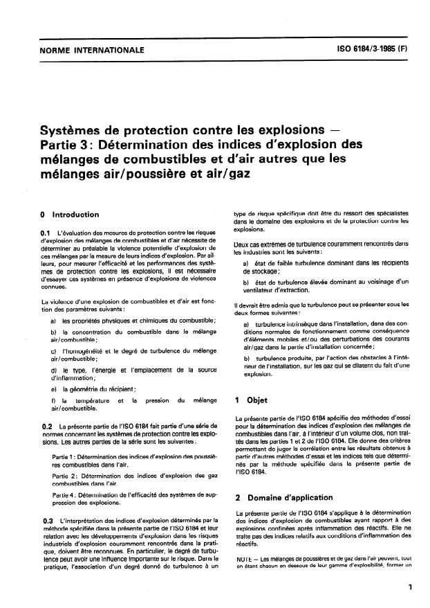 ISO 6184-3:1985 - Systemes de protection contre les explosions