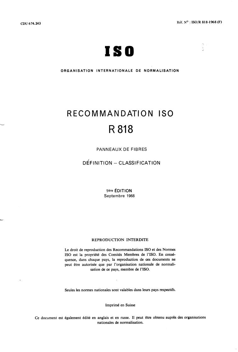 ISO/R 816:1968 - Title missing - Legacy paper document
Released:1/1/1968