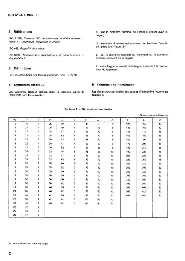 ISO 6194-1:1982 ISO 6194-1:1982 - Bagues d'étanchéité a levre pour arbres tournants - Page 4 preview